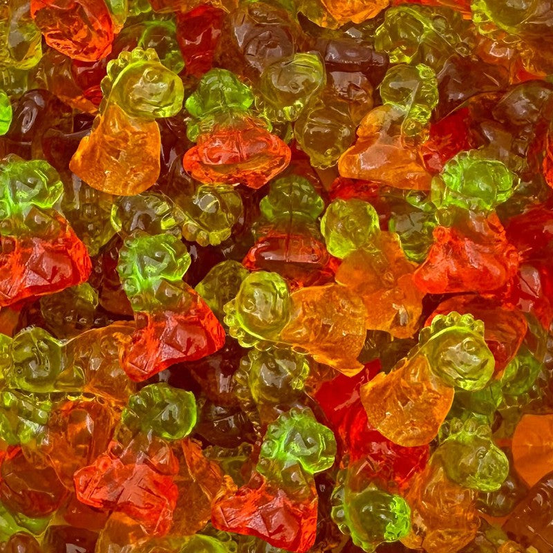 Colorful 3D gummy dinosaurs bulk bag, fruit-flavored candy