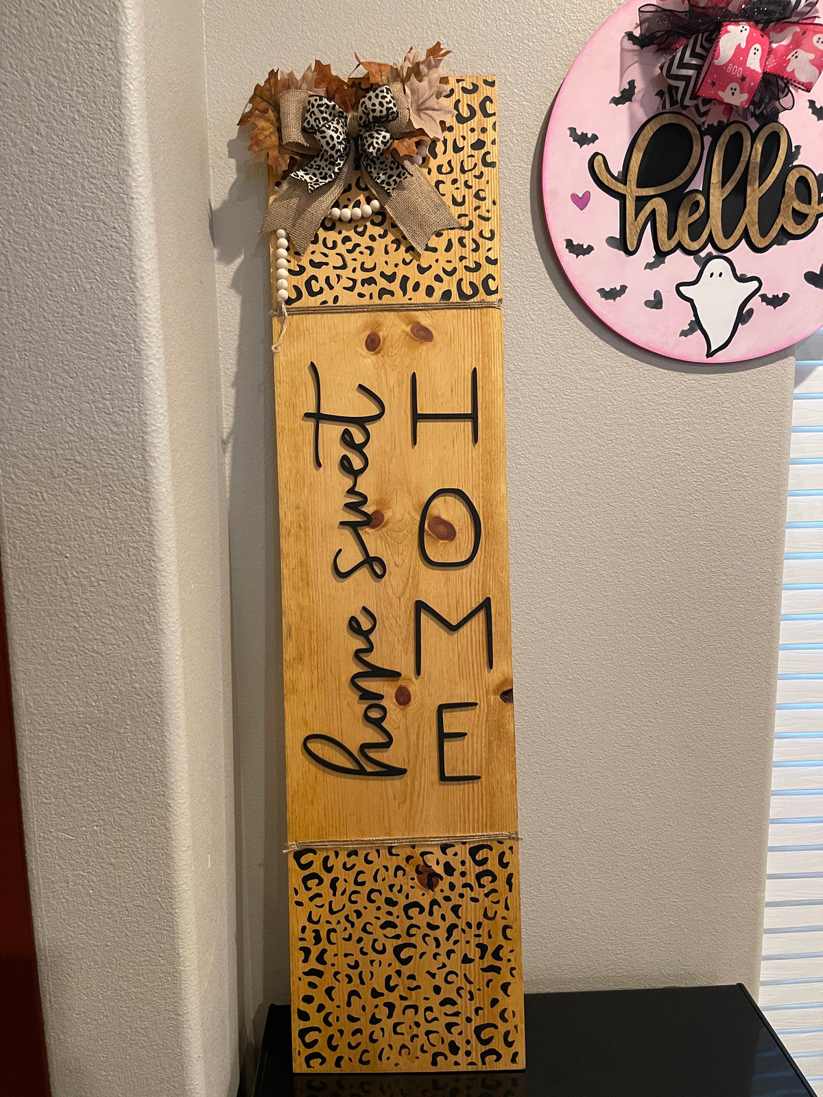 Cheetah Print Home Sweet Home Door Sign