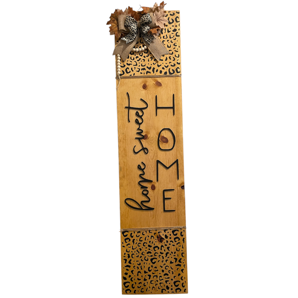 Cheetah Print Home Sweet Home Door Sign