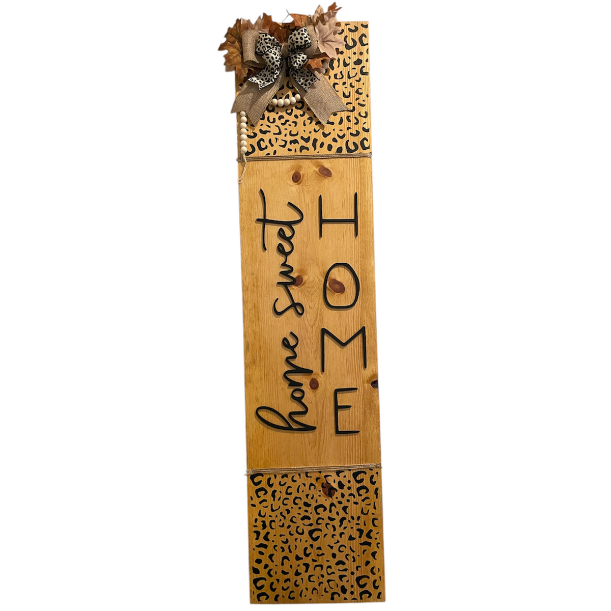 Cheetah Print Home Sweet Home Door Sign