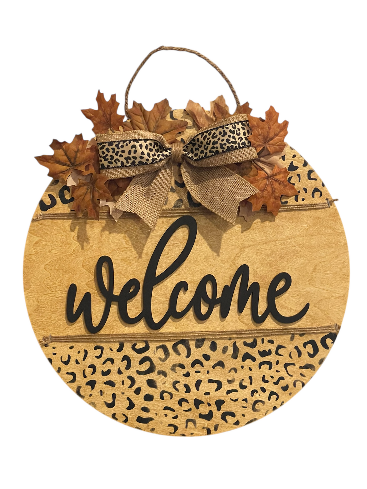 Cheetah Print Welcome Door Sign